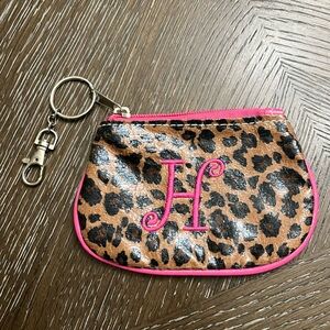 Cheetah leopard print H monogram credit card holder coin wallet bag